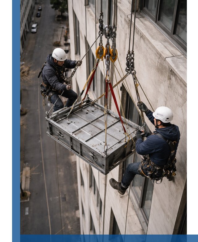 Спуск и подъем грузов по фасаду в Якутске для зданий