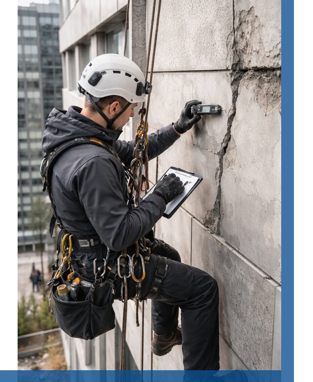 Обследование фасада альпинистами в Якутске от 125 р. | ВЫСОТНИК-Ктс