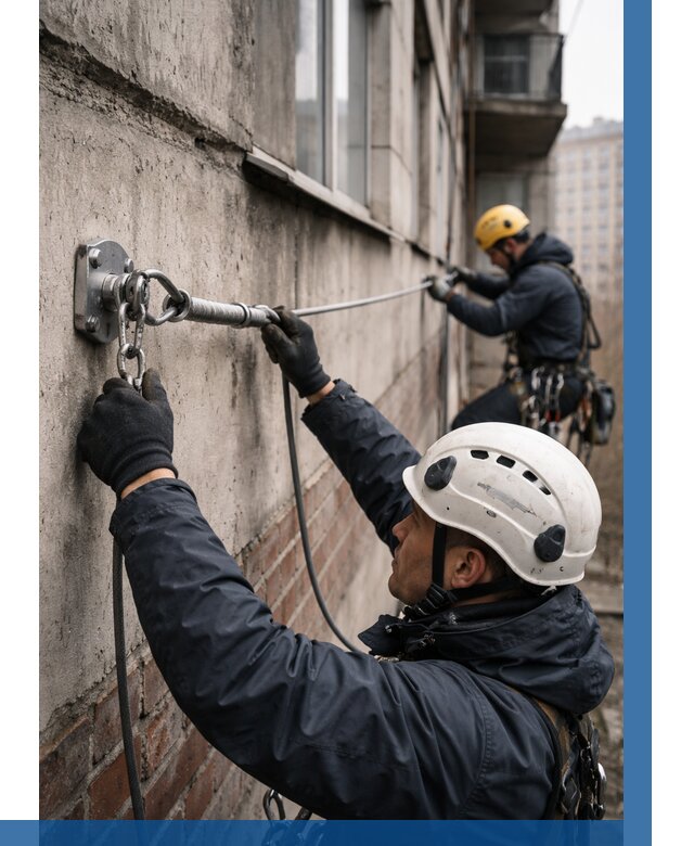 Монтаж анкерных линий в Якутске от 3125 р. | ВЫСОТНИК-Ктс