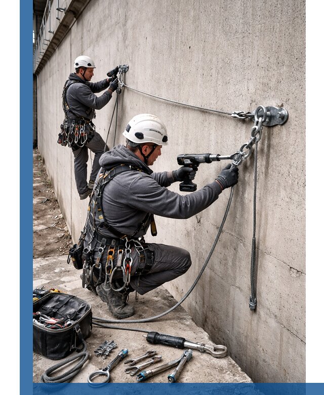 Монтаж анкерных линий высотной безопасности в Якутске