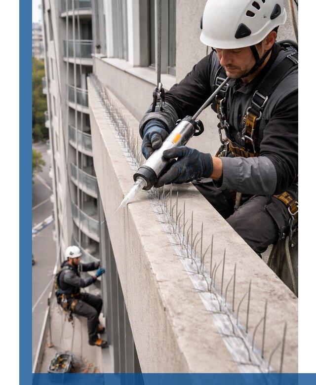 Установка шипов от птиц на фасадах и кровлях в Якутске